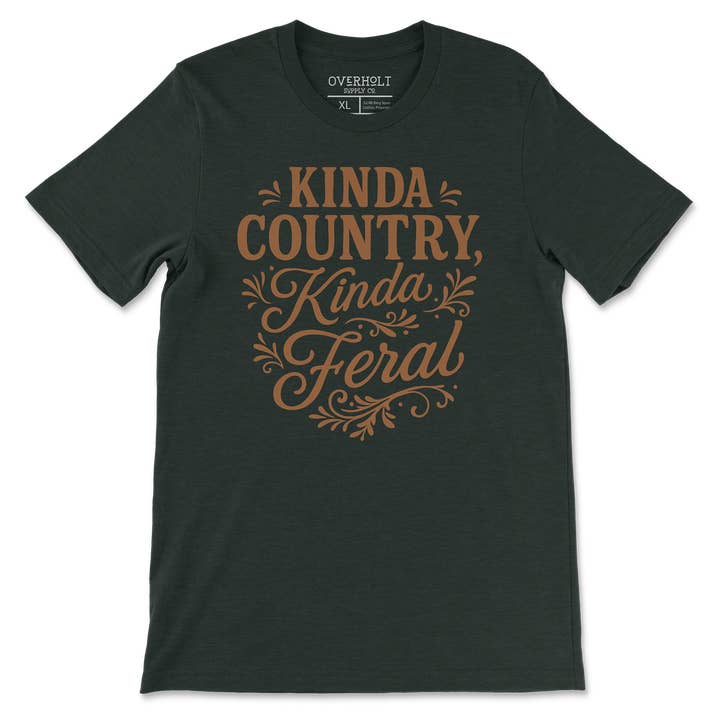 Overholt Supply Co. - Wholesale Screen Printed T-Shirt - Women's - OSC-106 – "Kinda Country, Kinda Feral" T-Shirt1