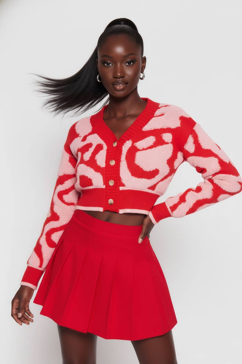 5besties inc – wholesale Kofta - Dam – Kort färgblockströja med kofta10