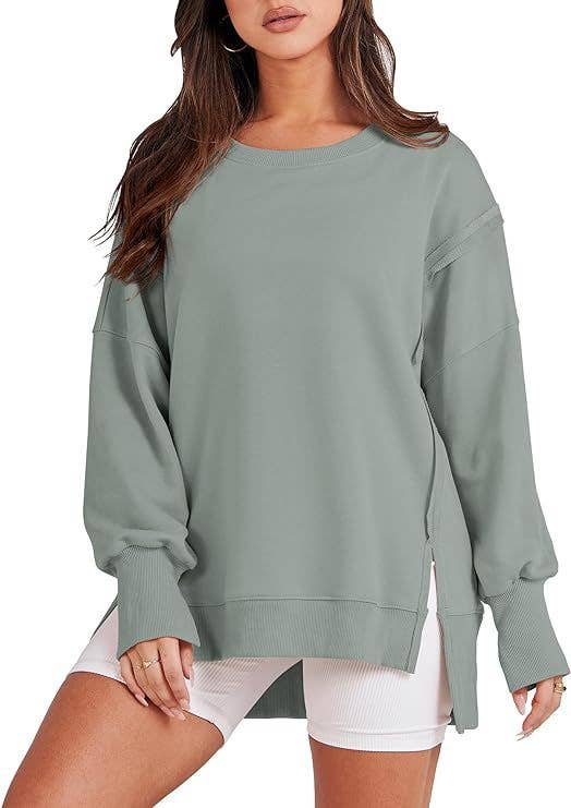 UZ Wholesale Store - Wholesale Sweatshirt - Women's - High-Low Long Sleeves Fringed Solid Color Split-Joint Split-Side Round-Neck Sweatershirt13