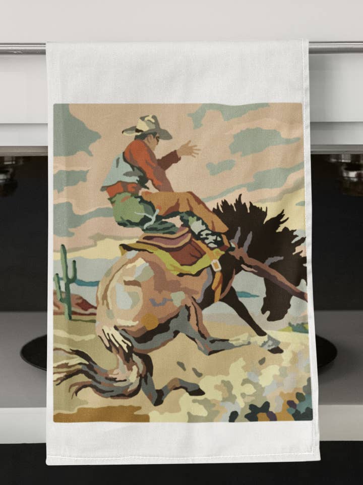 Peinture par numéros Cowboy Torchons de cuisine biologiques pour la vente par Acme. Baby Co. LLC