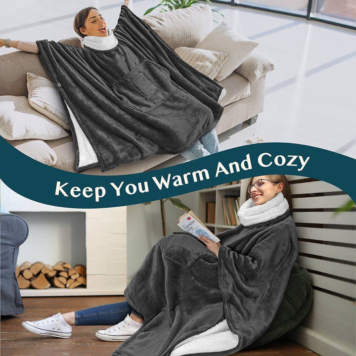 Pavilia - Vente Poncho – femme - Couverture poncho à capuche cache-cou73