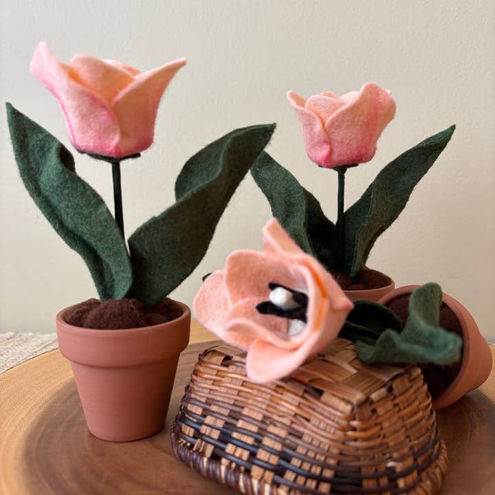 ForgetBKnot - Wholesale Artificial Flowers - Handmade Forever Felt Potted Tulip2
