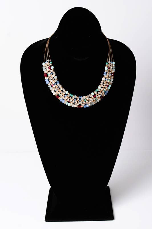 Leto Accessories - Wholesale Bib Necklace - Elegant Bead and Crystal Bib Necklace1