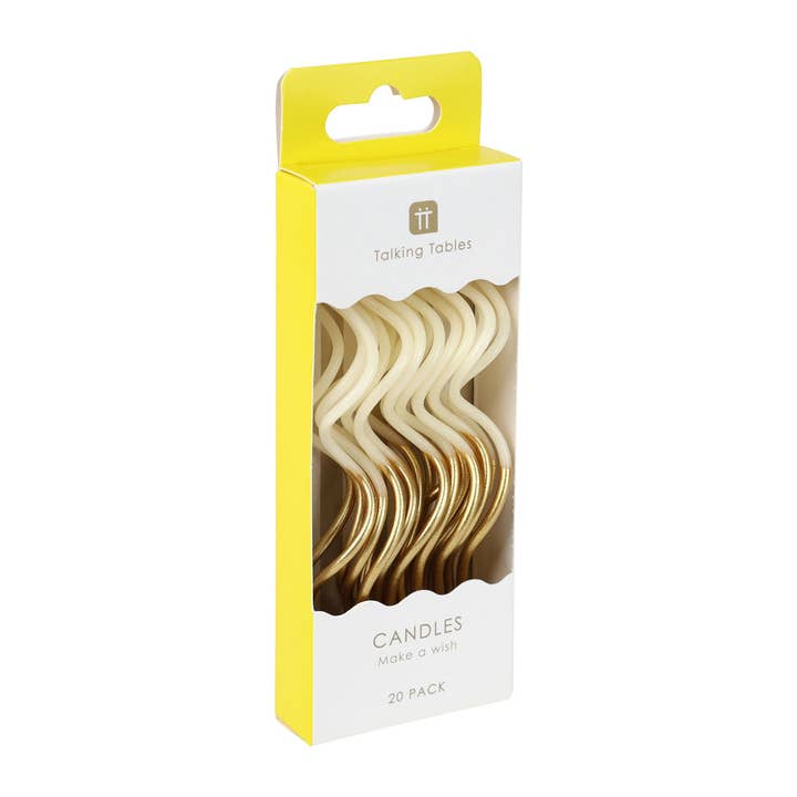 Gold & White Twist Birthday Candles - 20 Pack | Cake Candle| for wholesale by Talking Tables USA