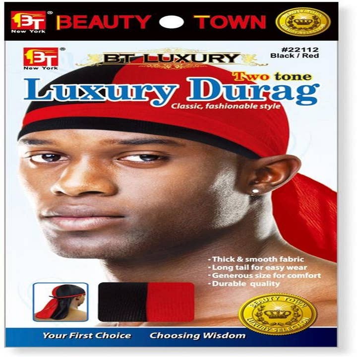 Luxury Durag - 2 Tone Black/Red for wholesale by KT Supply