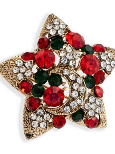 Sølv & rubin julestjernebroche for engroshandel hos Rosie Fox