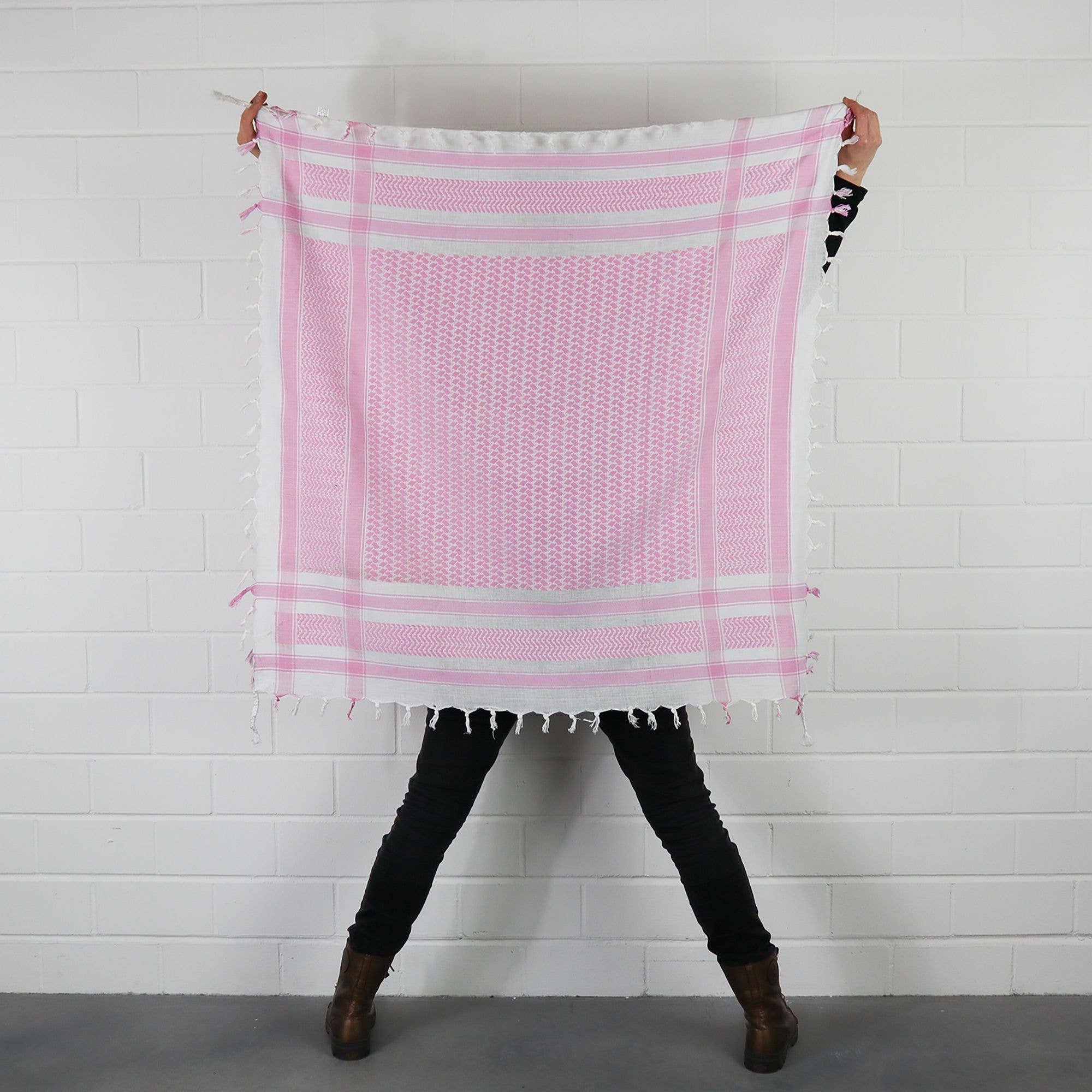 Tribal Trade GmbH - Wholesale Scarf - Unisex - Palituch - White - Pink - Kufiya PLO towel9