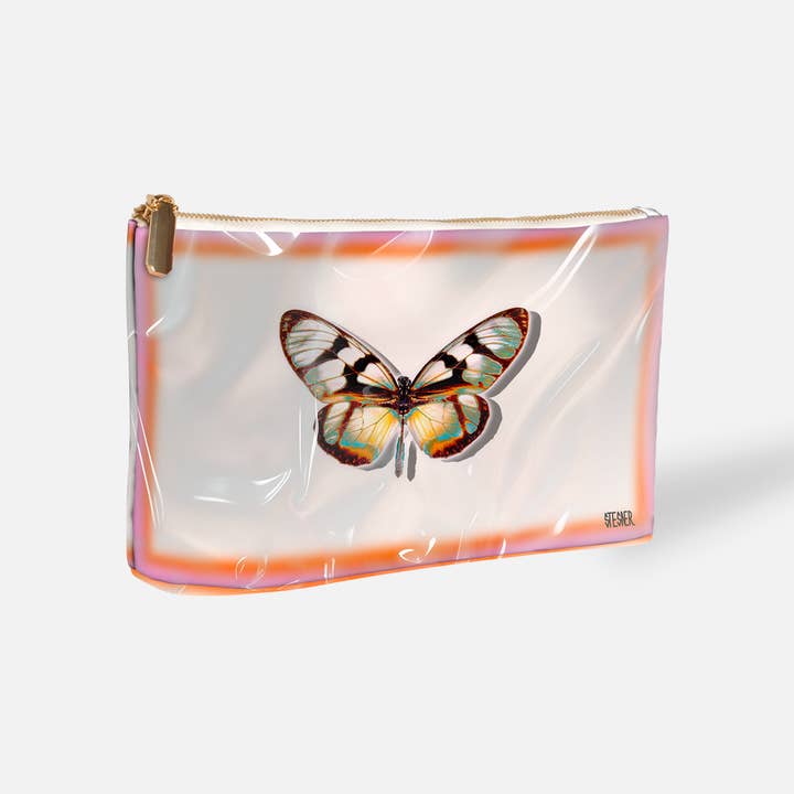 White Butterfly Makeup Bag – Blush Whisper Cosmetic Pouch for wholesale by Deanna Filippo