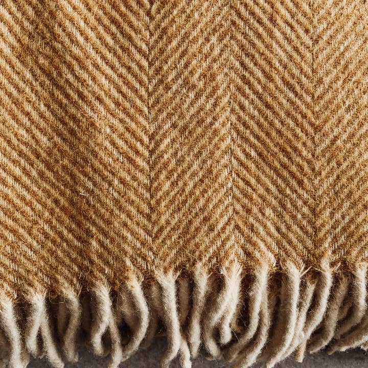 Barossa Supply Co. - Wholesale Throw blanket - Mustard - Herringbone Wool Blend Blanket5