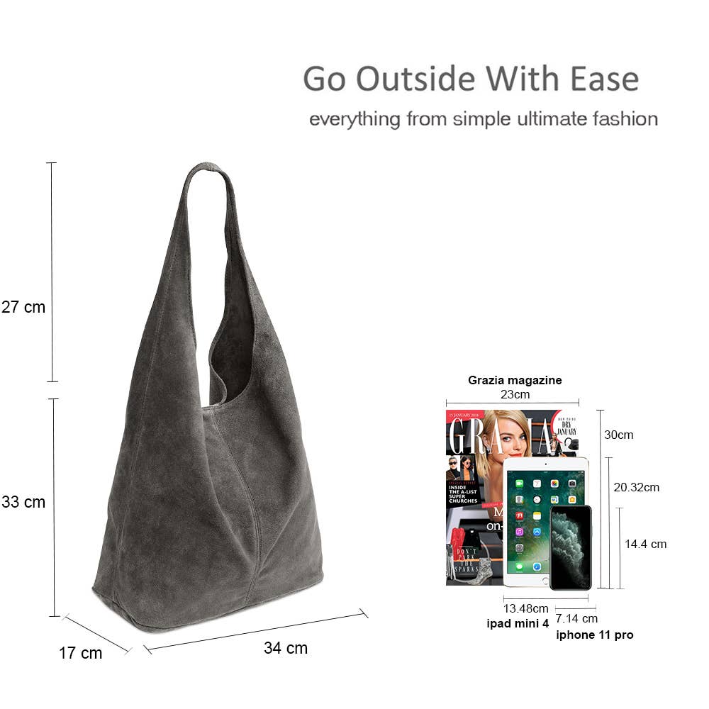 Ellas Trading - Wholesale Tote Bag - Women's - Genuine Italian Suede Large Tote Bag with Purse19