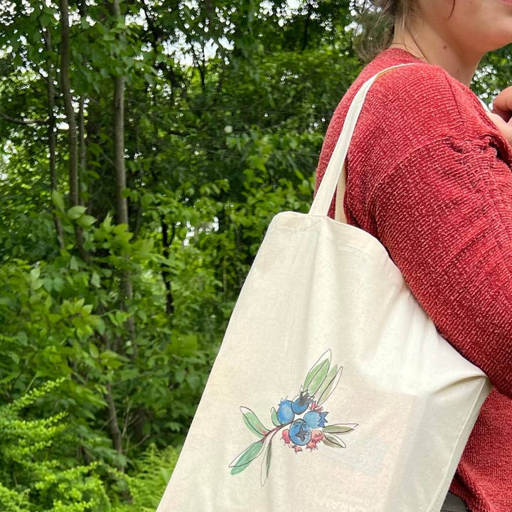 Blueberry Branches Tote Bag for wholesale by Nature and Nurture
