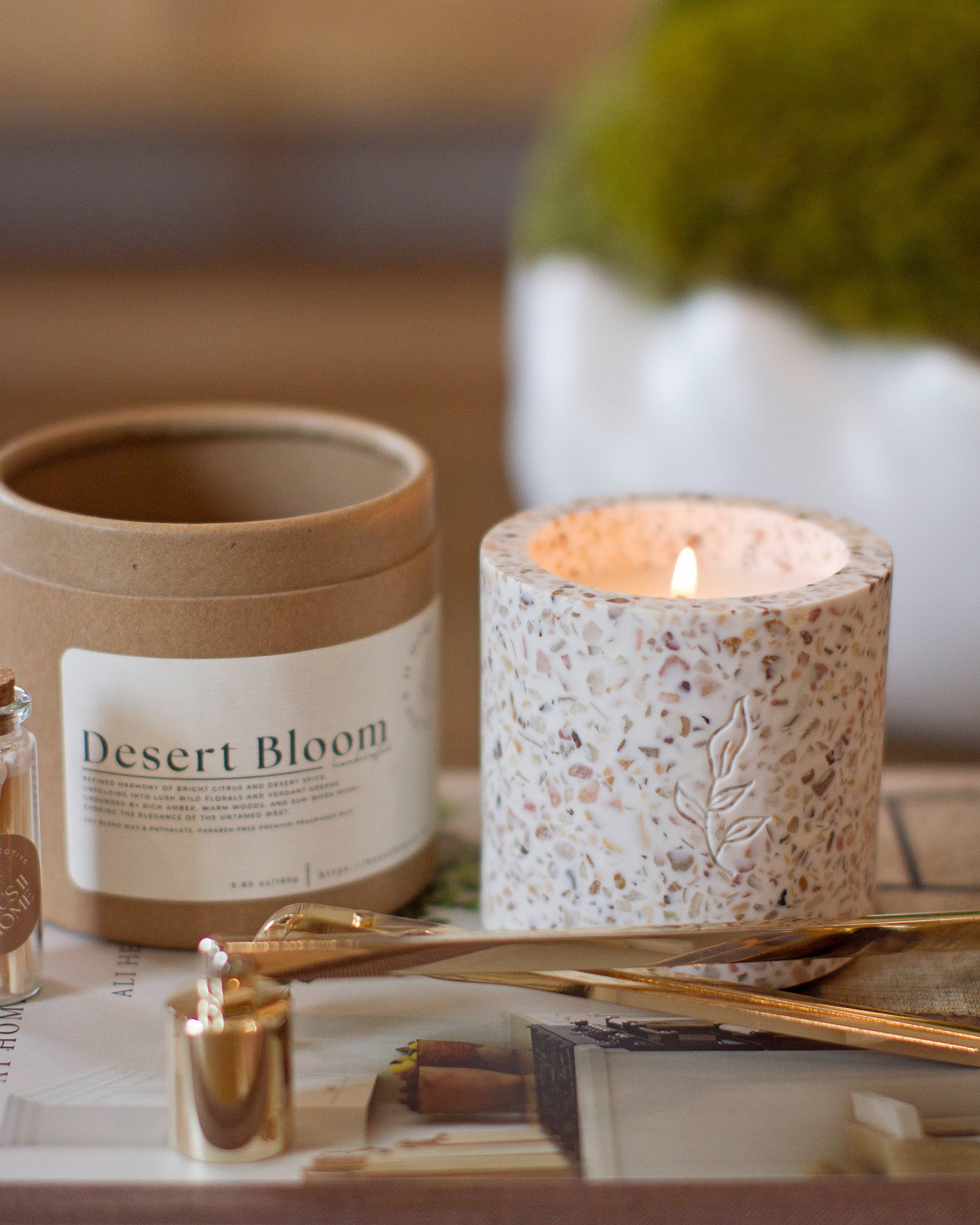 Haus II Home, LLC - Wholesale Jar/Filled Candle - Reusable Terrazzo Candle - Desert Bloom3