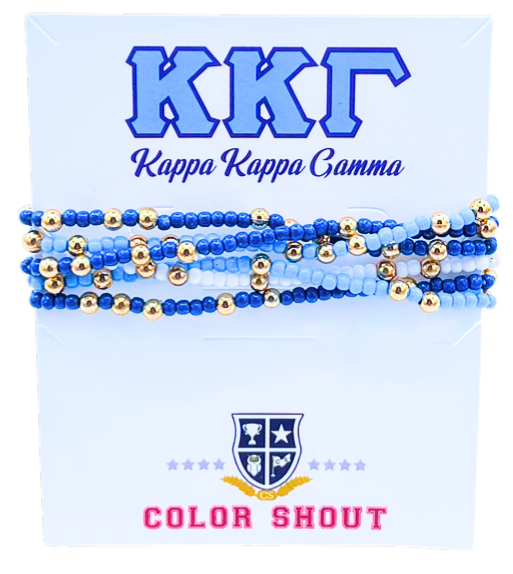 Color Shout - Wholesale Jewelry Set - Sorority Colors Stack: Set of 6 Beaded Stretch Bracelets12
