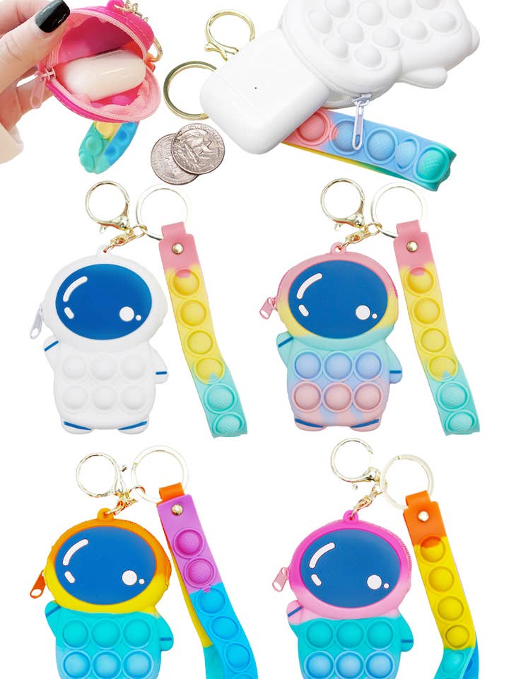 Monedero de silicona con cremallera Astronaut Bubble Pop para venta al por mayor de Cap Zone