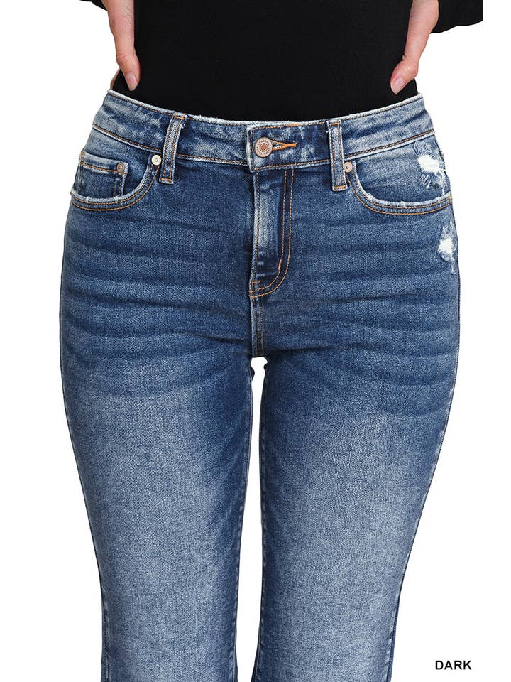 42POPS - Wholesale Jeans - Women's - ",.._ Distressed Flare Crop Denim Jeans