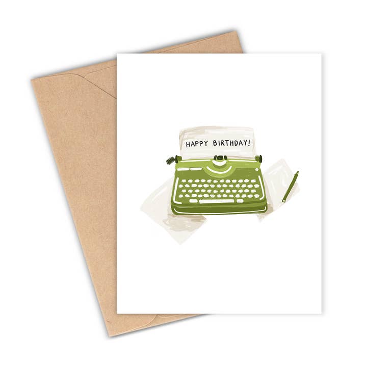 Typewriter Birthday Greeting Card for wholesale by Lauren Felice