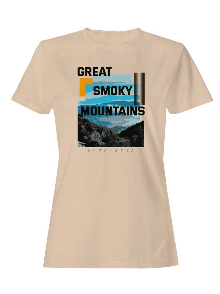 Damen T-Shirt mit Design der Great Smoky Mountains in Appalachia für den Großhandel von TShirtGuys.com