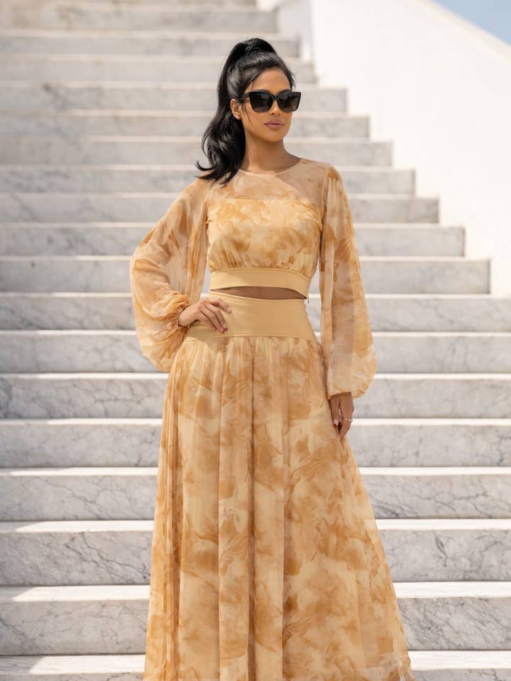 Conjunto de Duas Peças com Mangas Bufantes Forradas por atacado de CAPSULLE