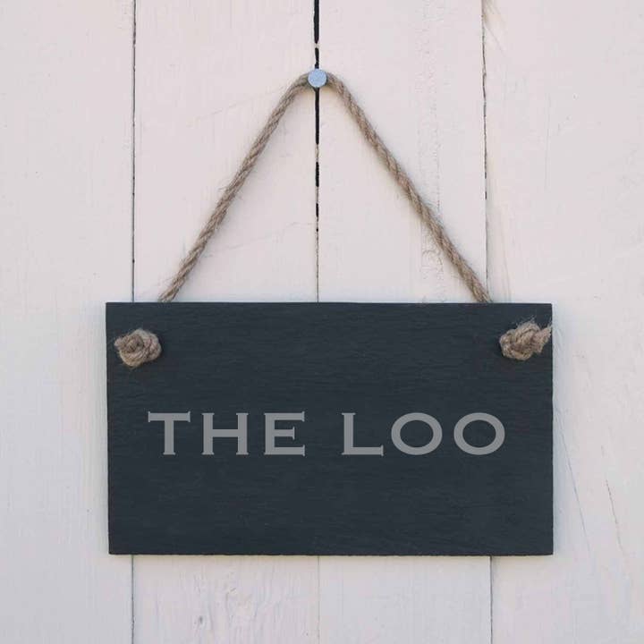Leisteen hangbord 'The Loo' - 18 bij 10 cm handgemaakt cadeau voor wholesale door The House nameplate company