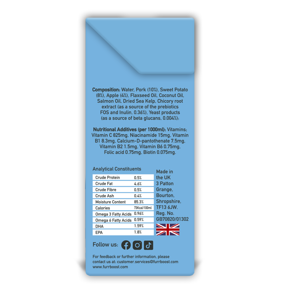 Furr Boost - Wholesale Pet Treats - Dog - Pork, Sweet Potato and Apple Half Case 6x400ml2