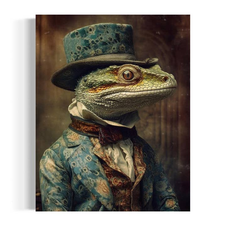 Salty Alyce - Wholesale Art Print - Gothic Victorian Lizard In Top Hat Wall Art AXS22
