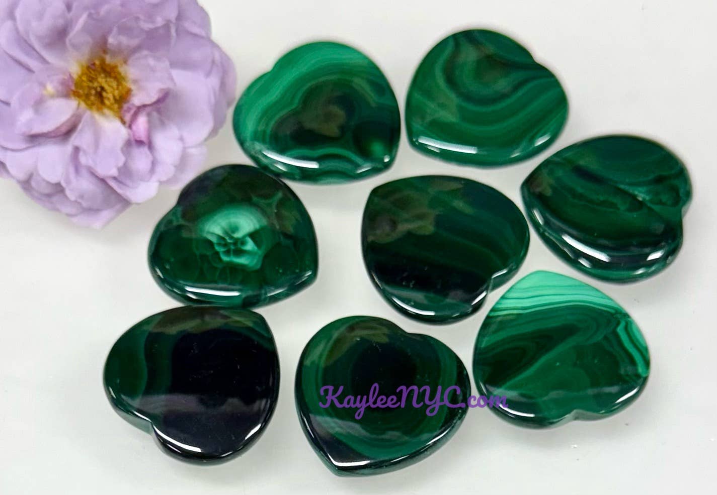 KayleeNYC - Wholesale Spiritual Stone/Crystal - Natural Malachite Hearts 28mm Crystals Healing Energy1