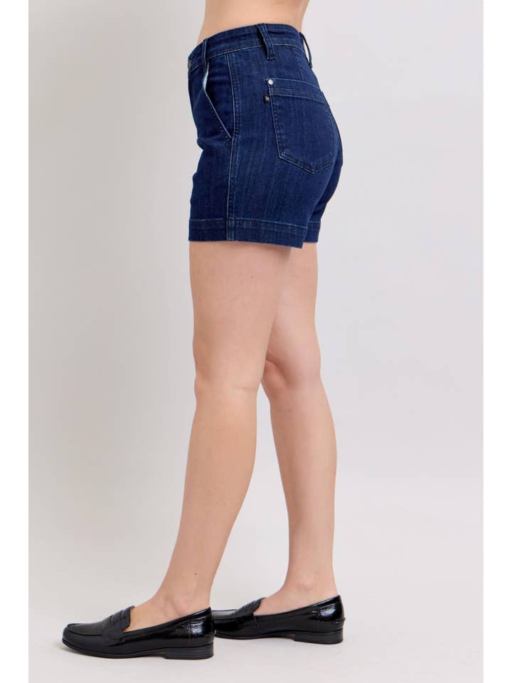 Watermelon Apparel – wholesale Shorts – Women’s – Judy Blue High Waist Dark Denim Trouser Shorts2