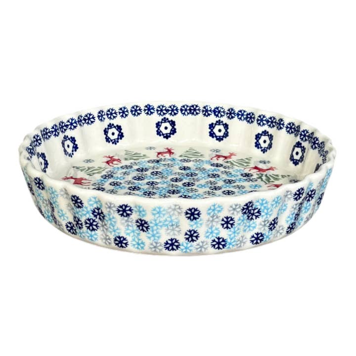 Quiche Dish, Medium 9" in "Reindeer Games" by Manufaktura | F048T-BL07 for wholesale by Polish Pottery Outlet