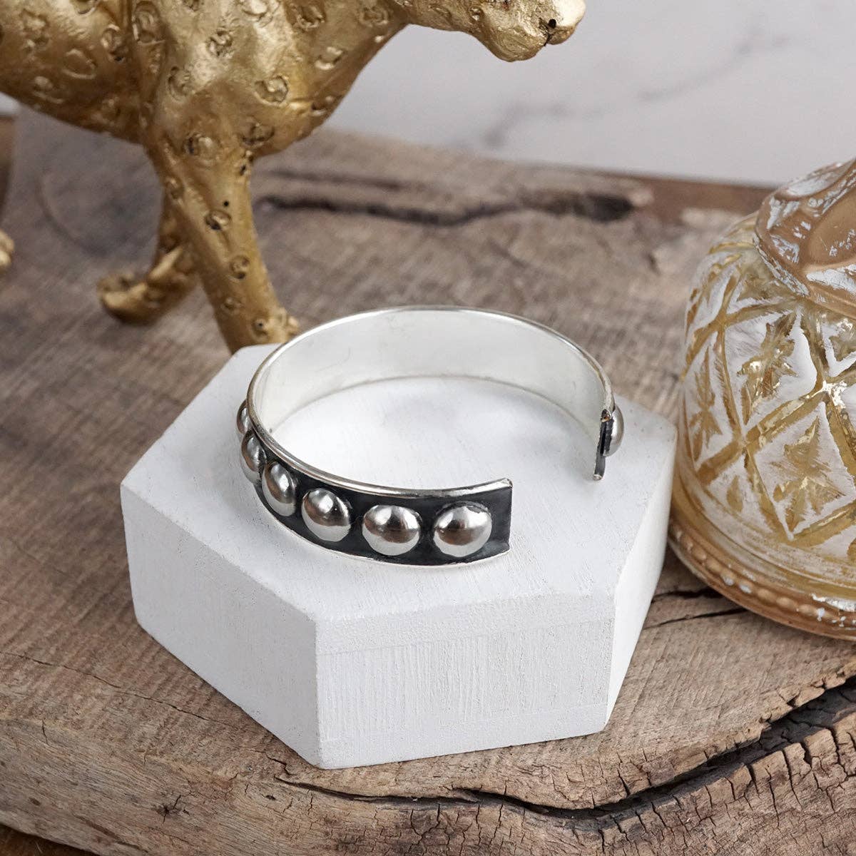 PennyLine inc - Wholesale Cuff Bracelet - Echo Ridge – Western Worn Silver Bubble Open Cuff1