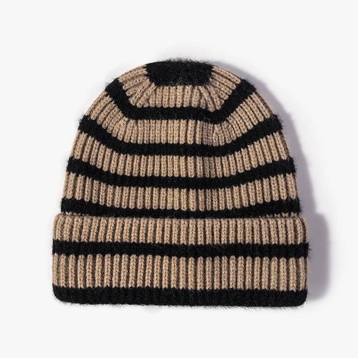 Dipped Shop - Wholesale Beanie - Women's - Winter Striped Beanie Cuff Warm Knitted Hat DP25G7324