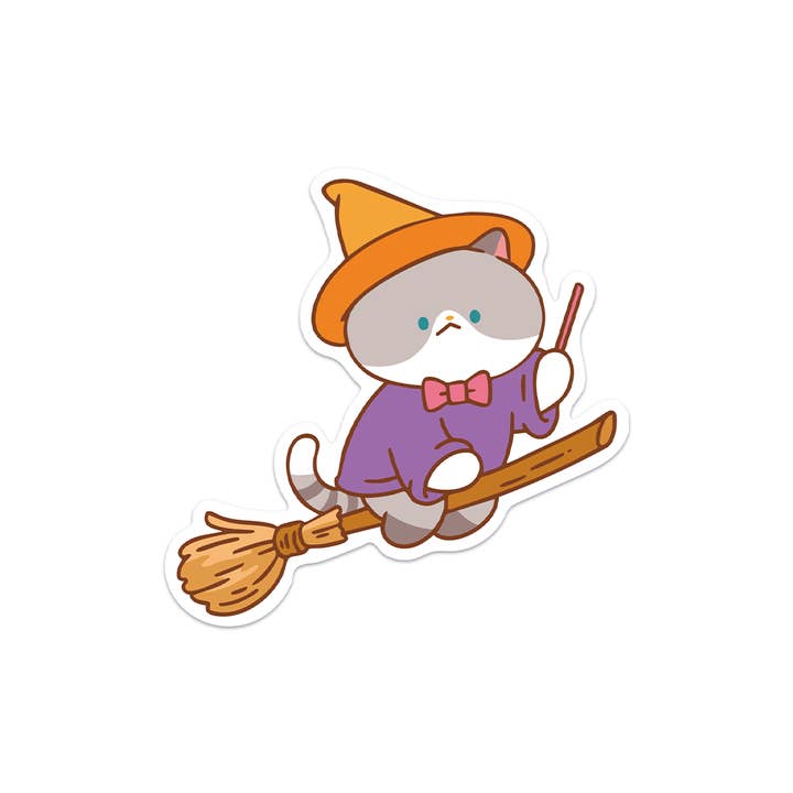 Witch Cat III Waterproof Vinyl Sticker for wholesale by Meowashi Studio
