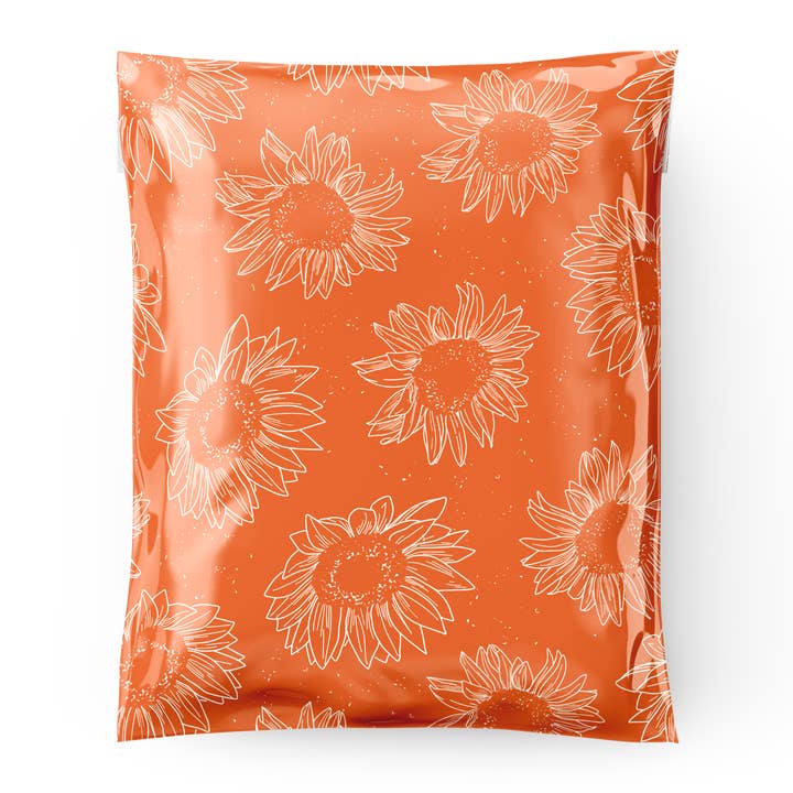 Terracotta Sunflower Premium Poly Mailer for wholesale by Champagne Shipping Supplies