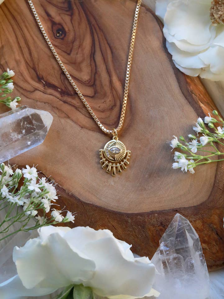 Temple Moon guldhalsband för wholesale av Malabella Jewels