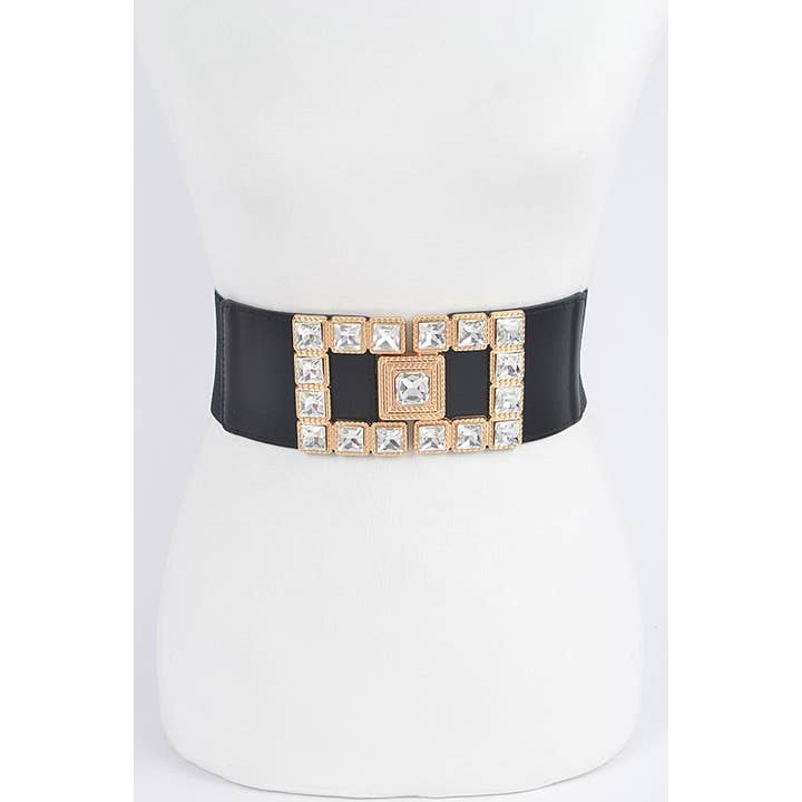 anbfashion - Wholesale Belt - Women's - Rhinestone Buckles Plus Size Elastic Belt HB86473