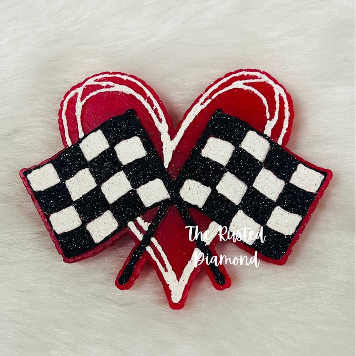 The Rusted Diamond - Wholesale Car Freshener - Women's - Checkered Flag Heart freshie