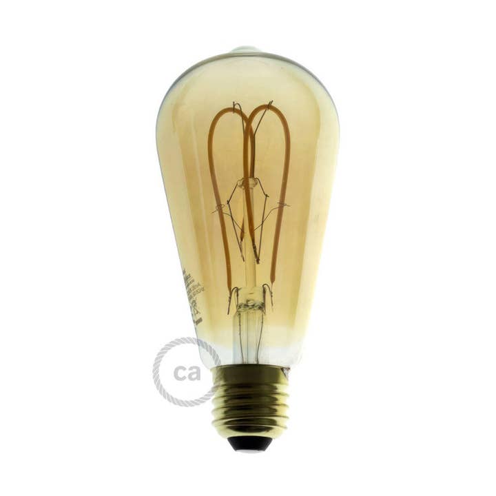 Golden LED Bulb Edison ST64 Curved Double Loop Filament 4W for wholesale by LIGHTINUP S.R.L.