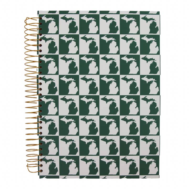 Grön och vit Michigan spiral anteckningsbok för wholesale av June Apothicarie