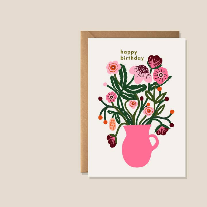 Carte d'anniversaire de Bloom pour la vente par Kiran Ravilious