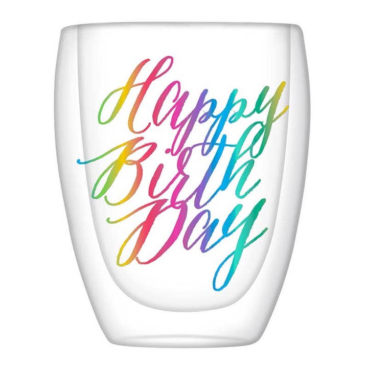 Double-Wall Stemless Glass - Happy Birthday for wholesale by Angle