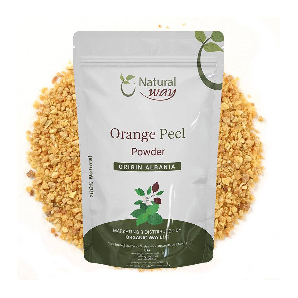 Organic Way LLC - Wholesale Dried Spice - Natural Dried Orange Peel Powder Granules (Citrus sinensis) - Pure, Vegan, Non-GMO & Gluten Free | For Cooking, Baking and Tea| Resealable Bag | 100% Raw from Albania