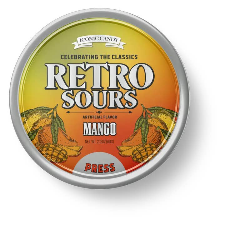Retro Sours - Mango 8ct (60g) for wholesale by Pops Distro Inc