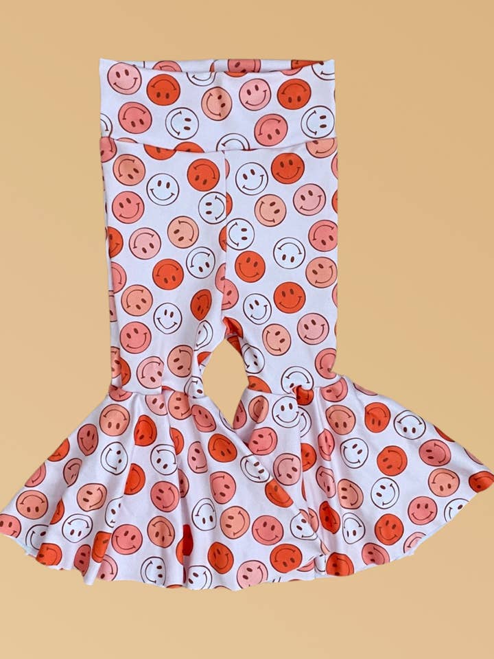Smiley Face Girls Bell Bottom Flare Pants for wholesale by Char and Chlo
