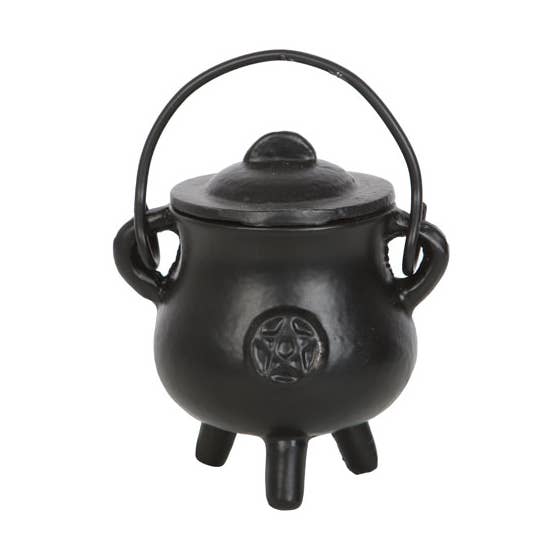 7.5cm Smooth Cast Iron Cauldron with Pentagram for wholesale by Something Different Wholesale