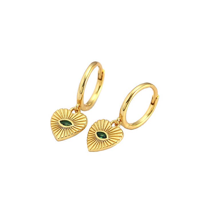 Perimade & Co. LLC - Wholesale Dangle Earrings - Evil Eye Heart Dangle Drop Earrings in 925 Sterling Silver