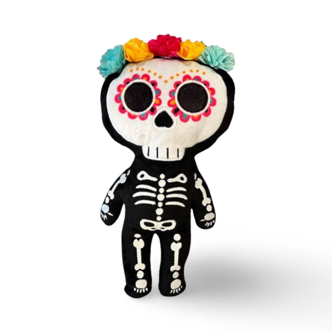 MaterialJill - Wholesale Stuffed/Plush Toy - Kids & Baby - 12" Day of the Dead/Halloween Skeleton Plush - Teal & Yellow