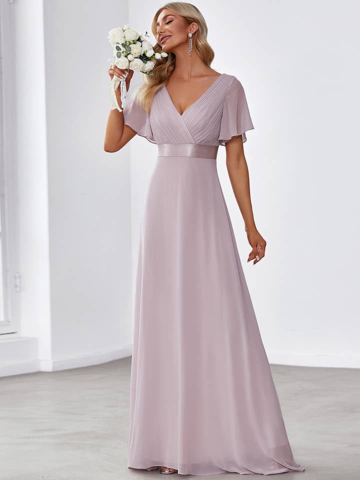 Ever-Pretty - Wholesale Gown – Women's - Double V-Neck Ruffles Chiffon Bridesmaid Dress22