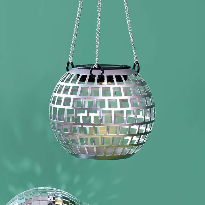 Paloverde Botanicals - Wholesale Outdoor/Lawn Light - Disco Ball 6" Metal Solar Hanging Lantern - Garden Light1