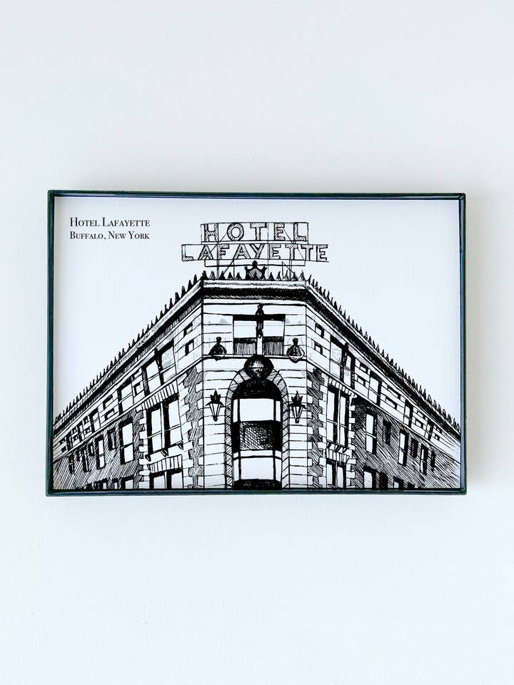 Hotel Lafayette Illustration Print - Buffalo, NY for wholesale by Rust Belt Love Paperie