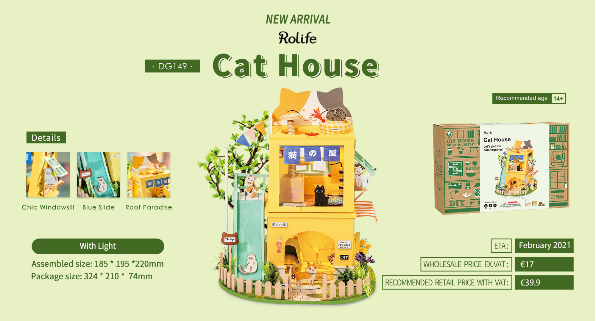 Robotime - Wholesale DIY Craft Kit - DG149 Cat House4