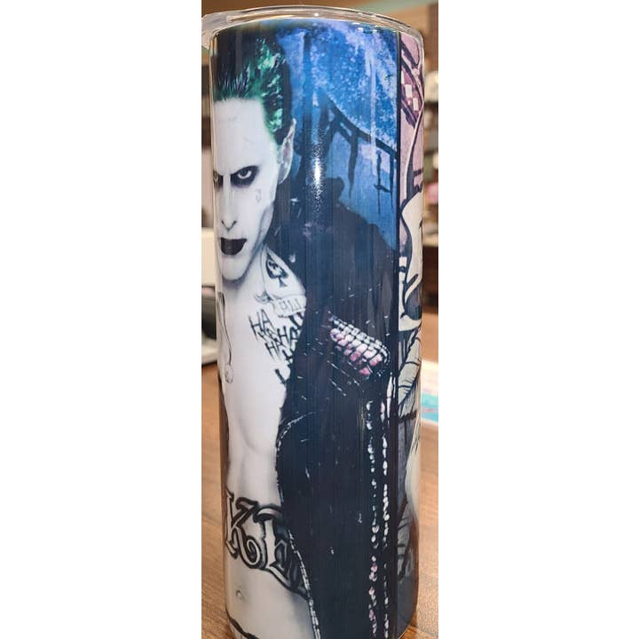 Unique Custom Tumblers by Ashley – copos e garrafas térmicas por atacado – Copo Magro de Sublimação Harley Quinn & Joker 20oz